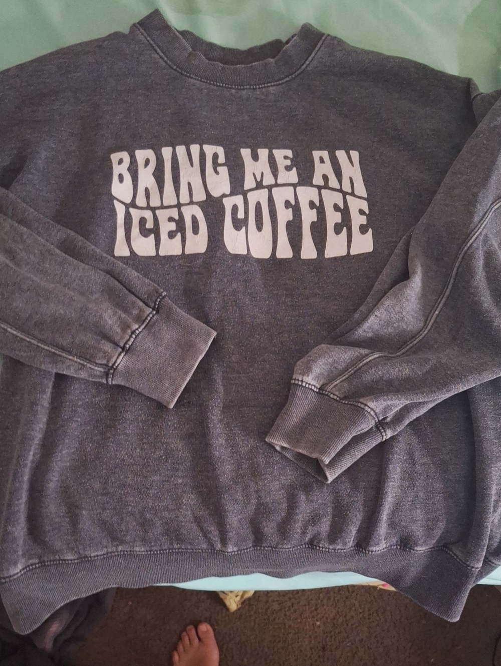 Charcoal 'Bring Me An Iced Coffee' Graphic Crewneck Sweatshirt